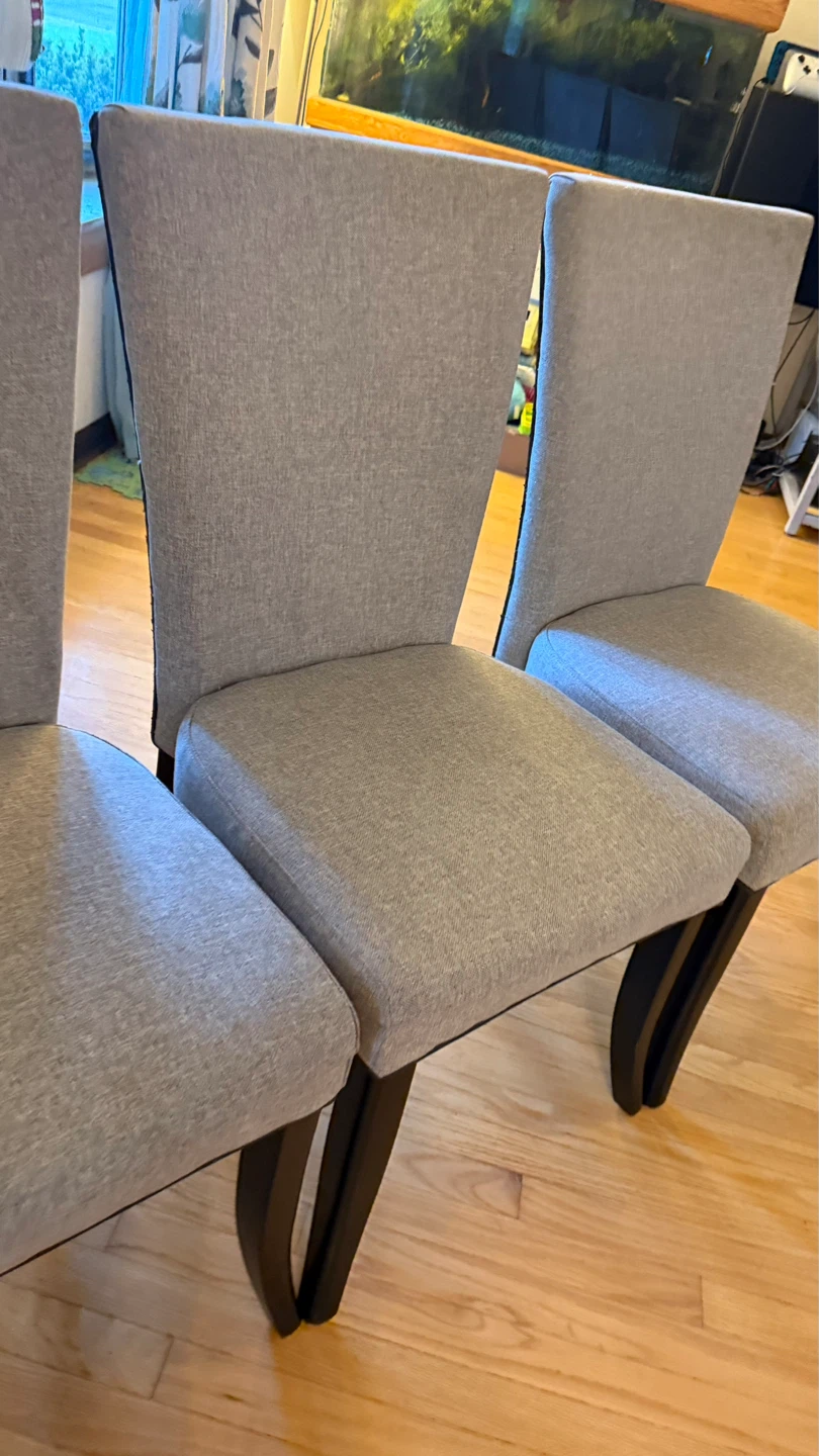 Set of 3 Upholstered Dining Chairs - Gray Fabric - photo 2
