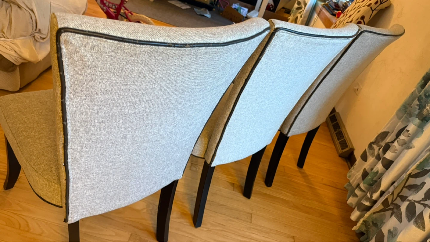 Set of 3 Upholstered Dining Chairs - Gray Fabric - photo 5