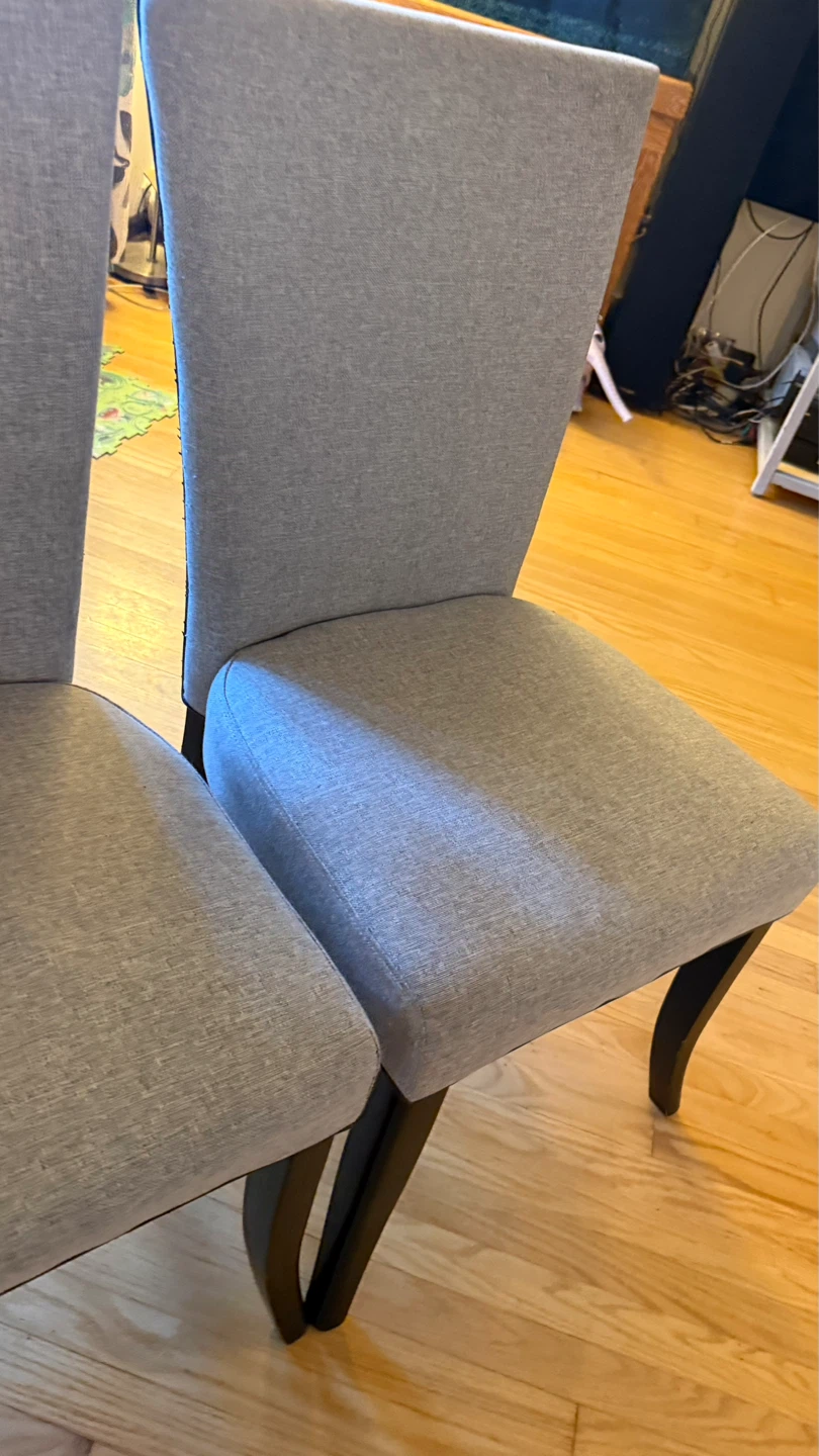 Set of 3 Upholstered Dining Chairs - Gray Fabric - photo 4