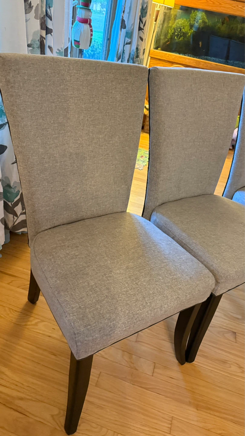 Set of 3 Upholstered Dining Chairs - Gray Fabric - photo 3