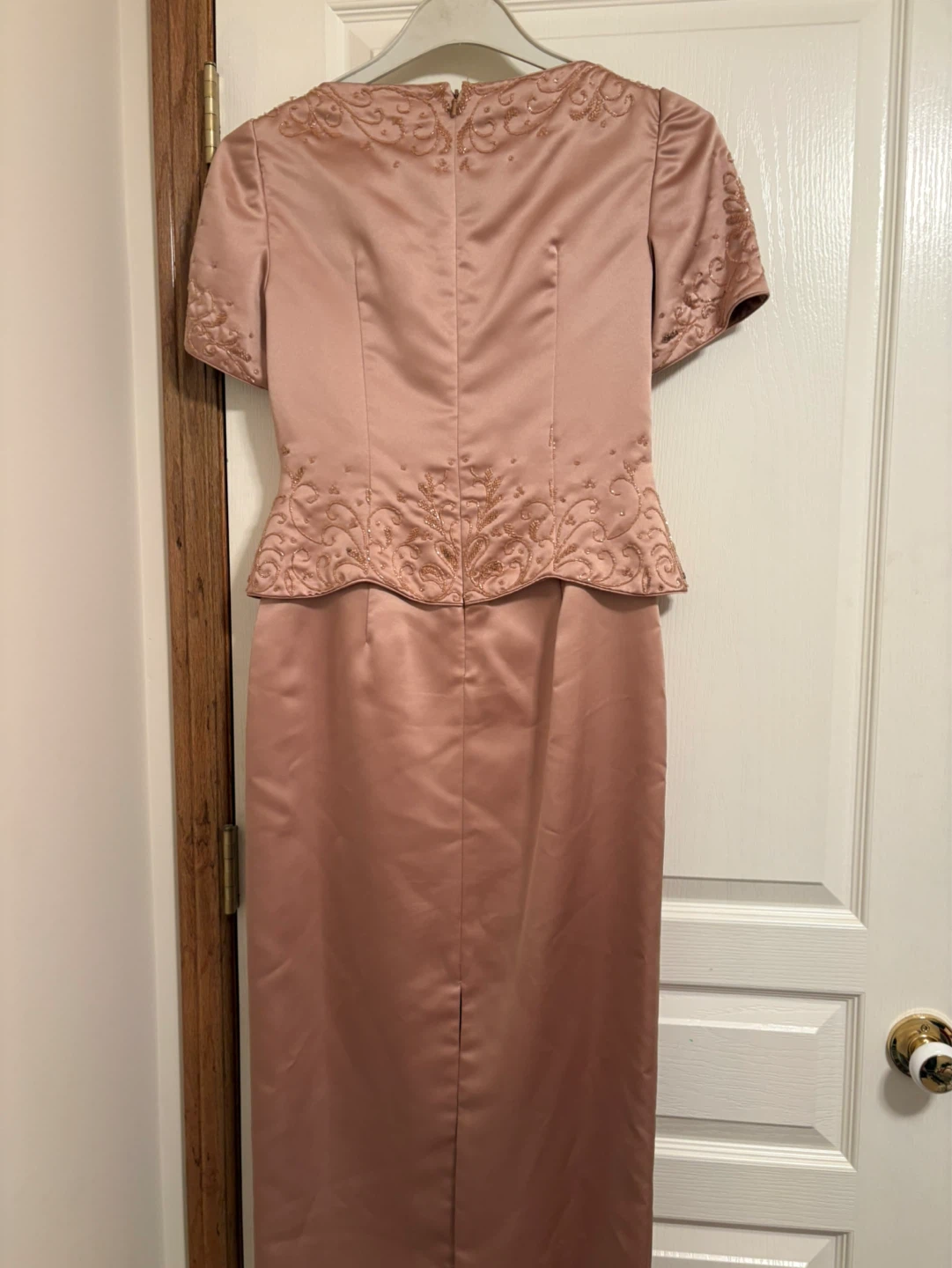 Women's Beaded Gold Satin Dress - photo 3