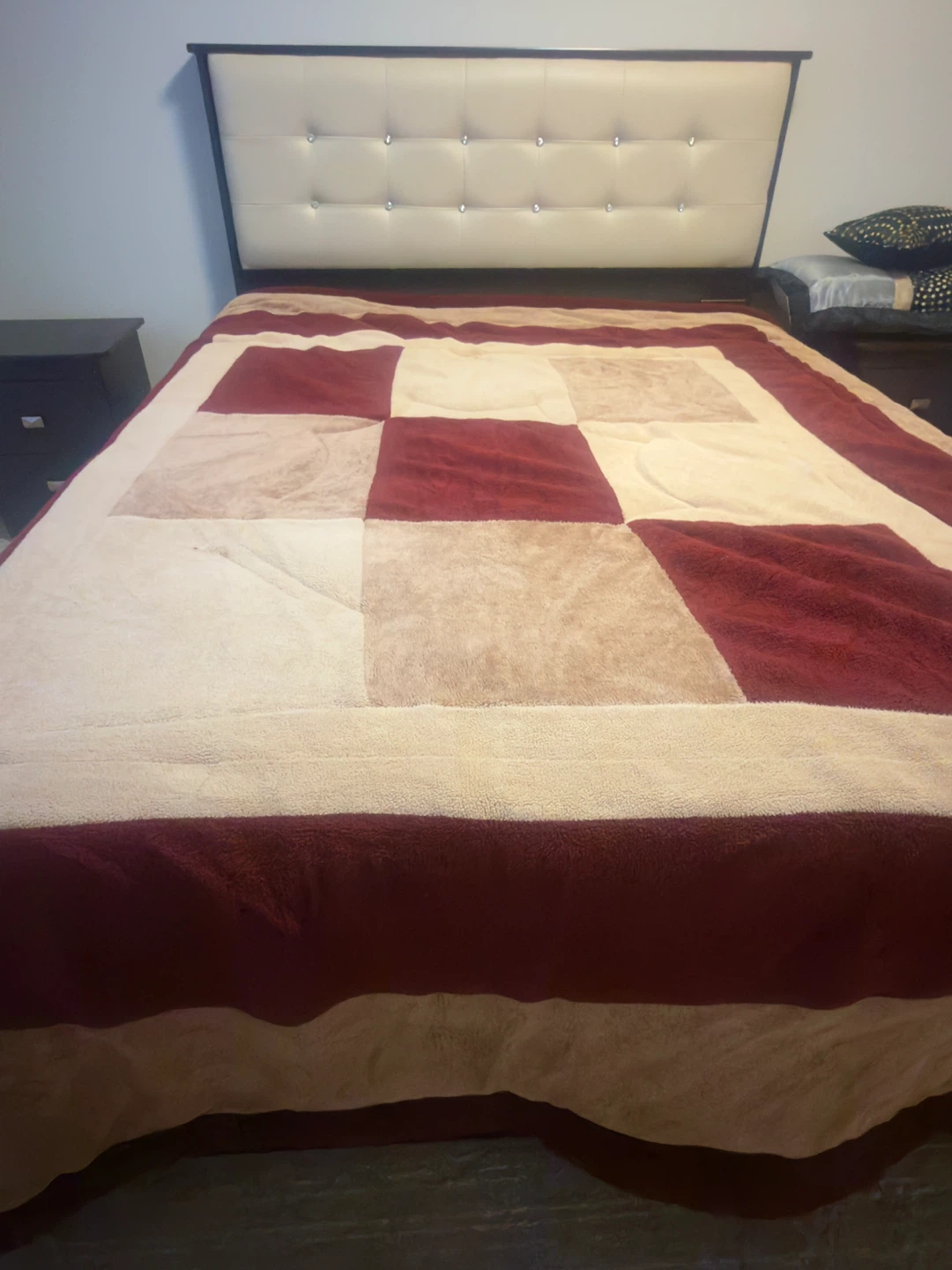 Maroon and Tan Quilted  king size Blanket