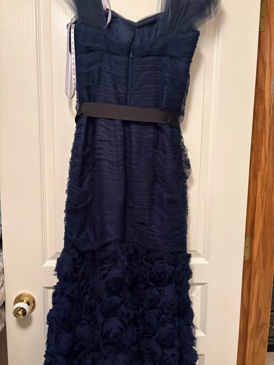 Navy Blue Tulle Dress with Rosette Details - photo 3