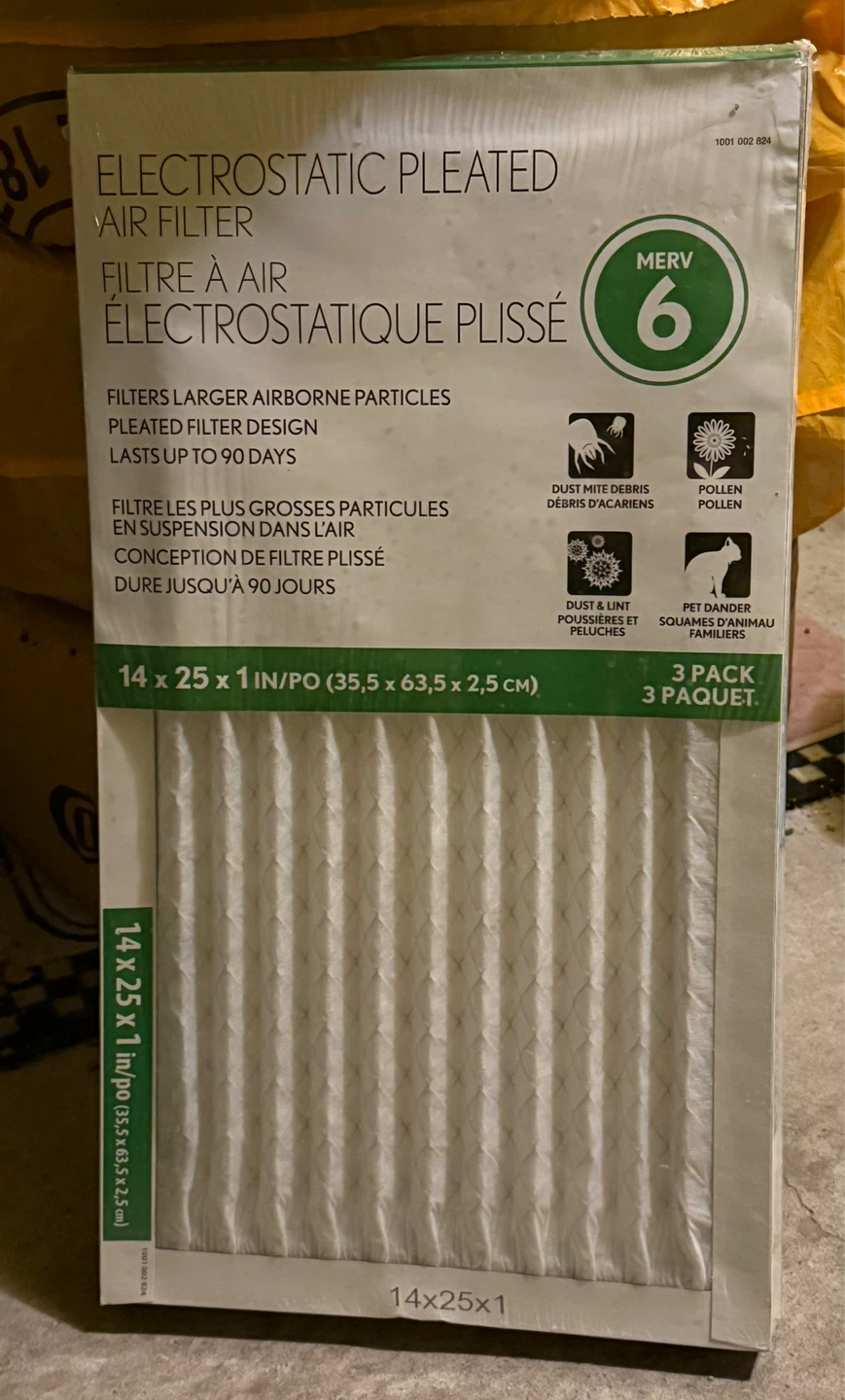14x25x1 Air Filter (3-pack)