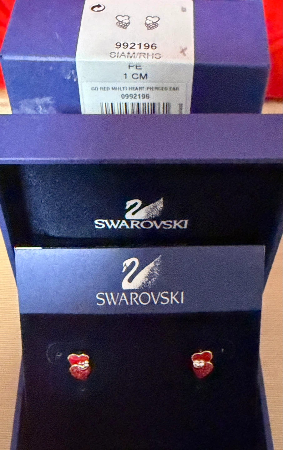 Swarovski Red Multi Heart Pierced Earrings