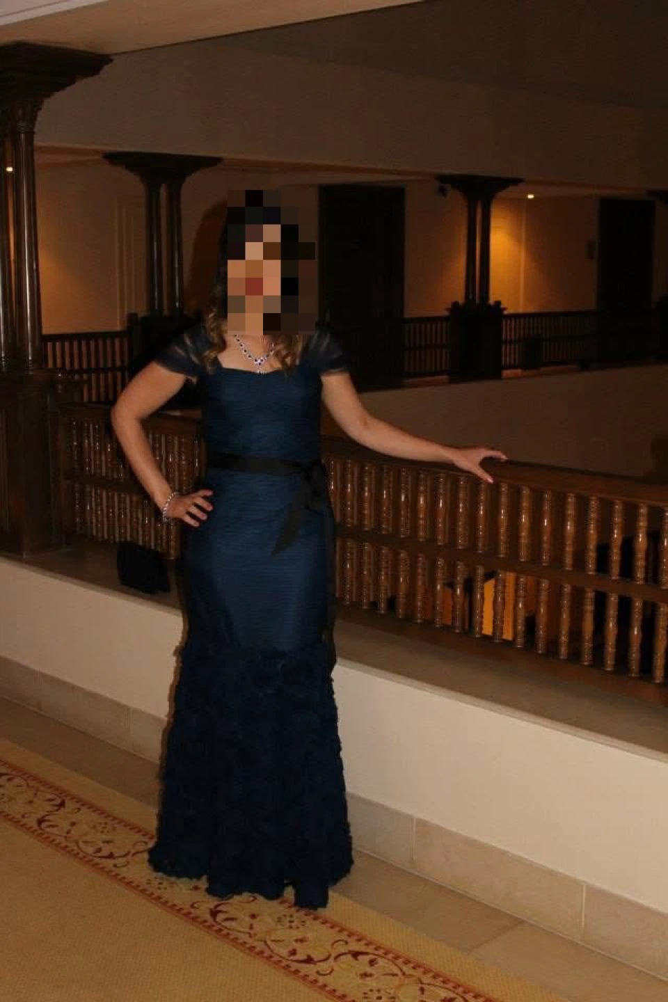 Navy Blue Tulle Dress with Rosette Details - photo 4