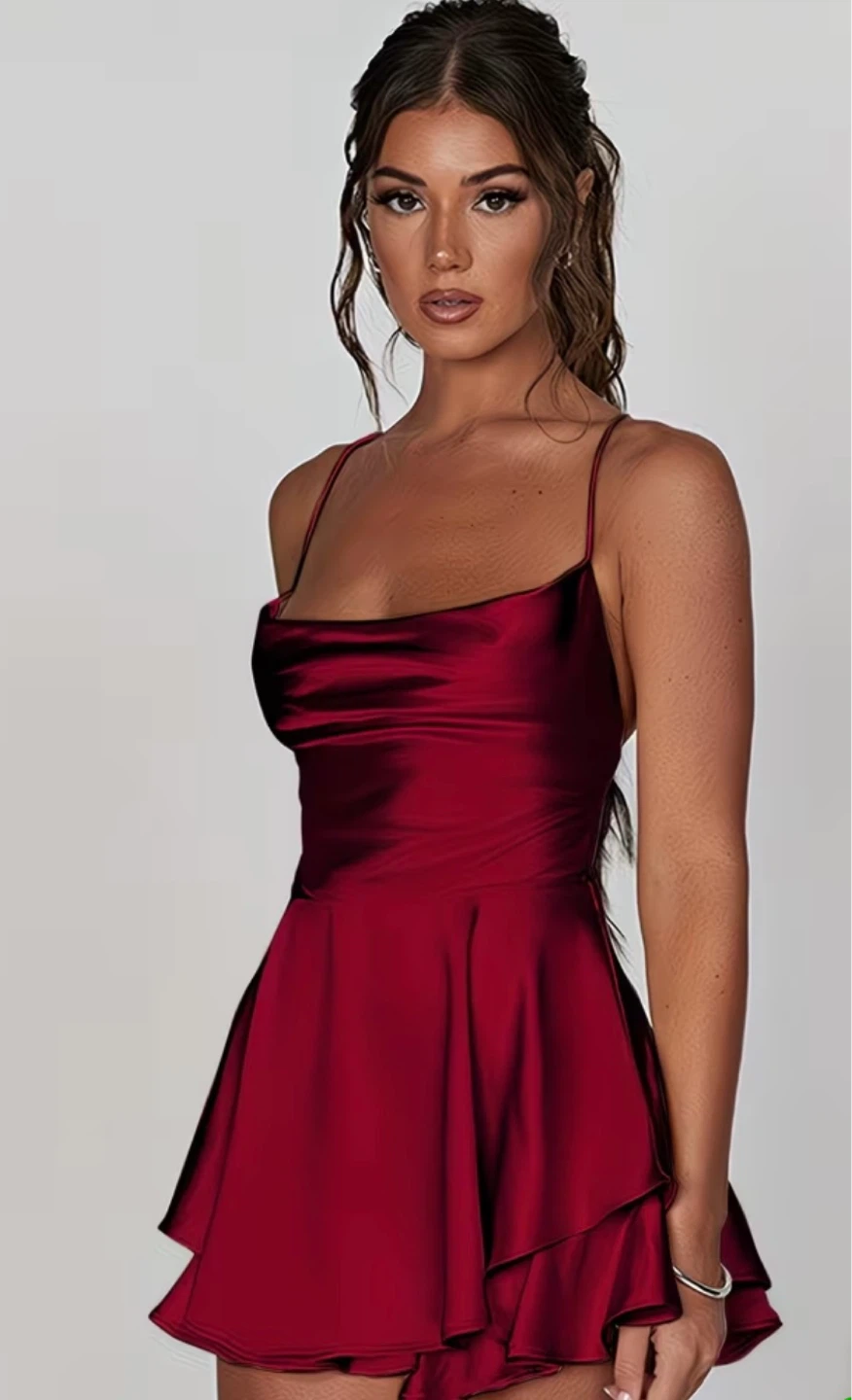 Red Strap Mini Dress - Size M