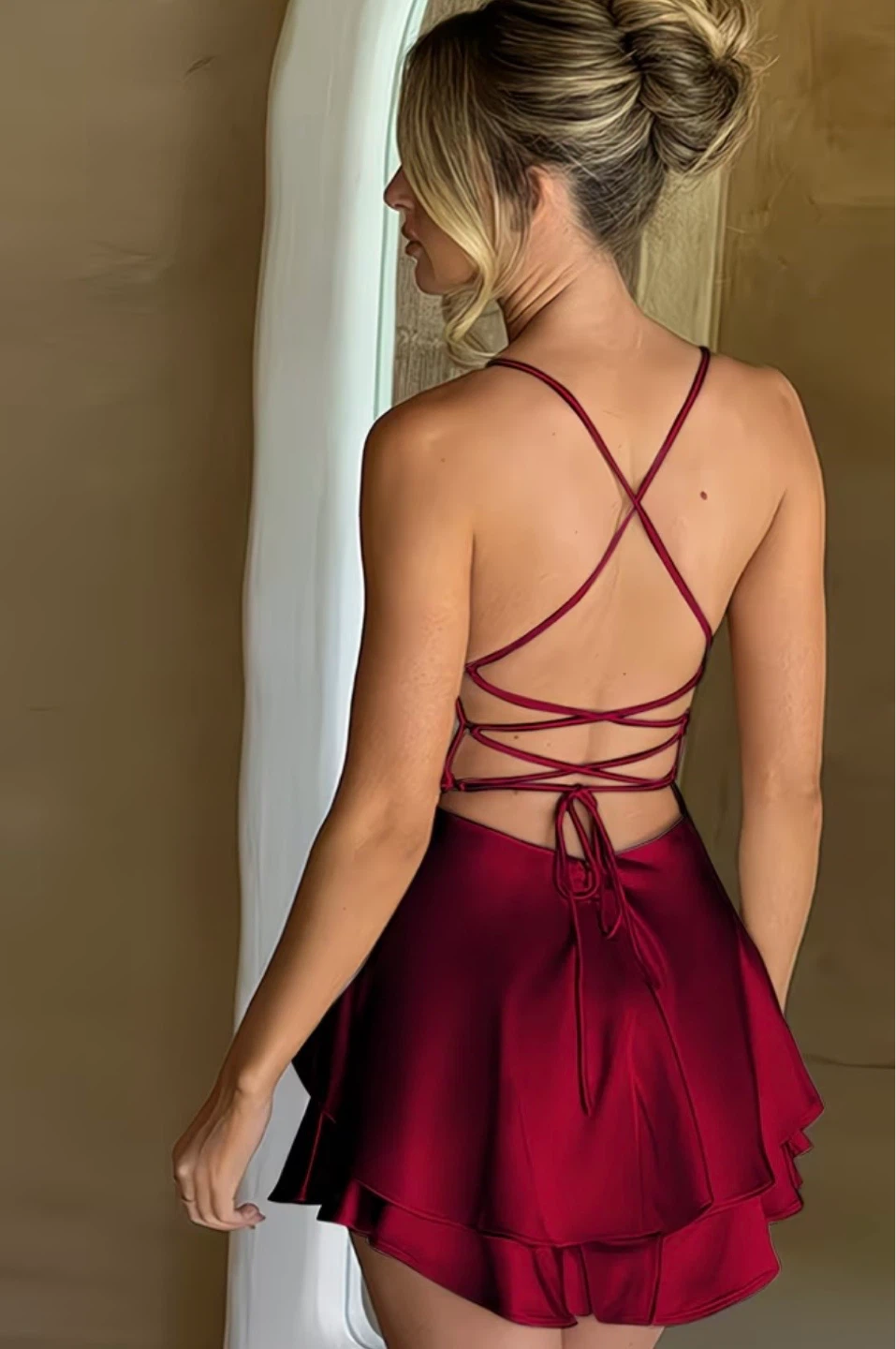 Red Strap Mini Dress - Size M - photo 2