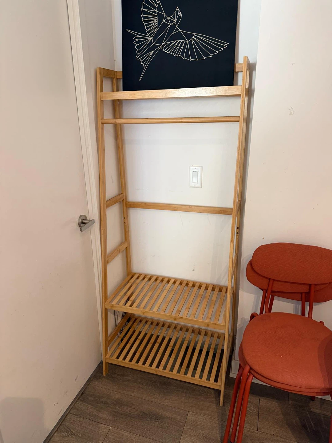 Bamboo Garment Rack with Shelves