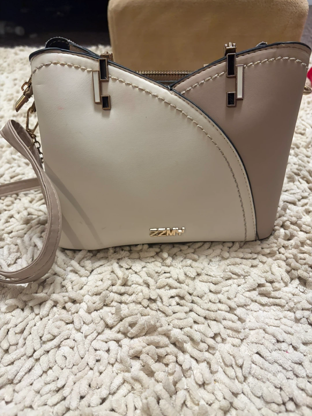ZZMH Beige and Tan Satchel Handbag