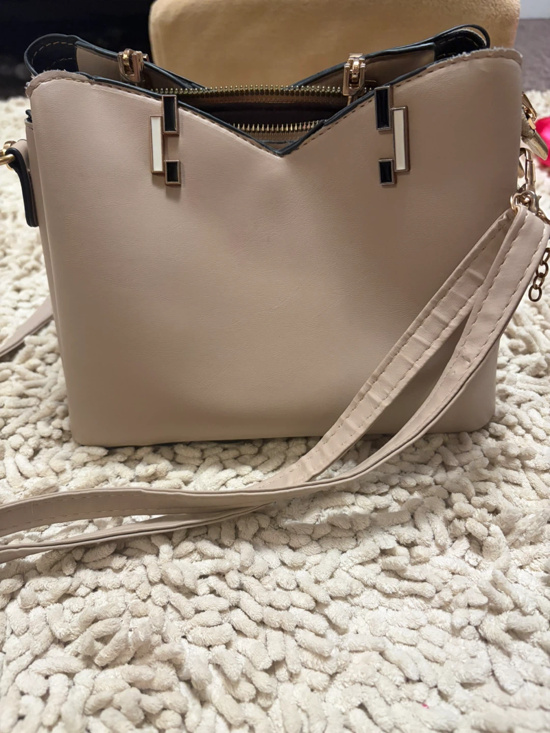 ZZMH Beige and Tan Satchel Handbag - photo 2