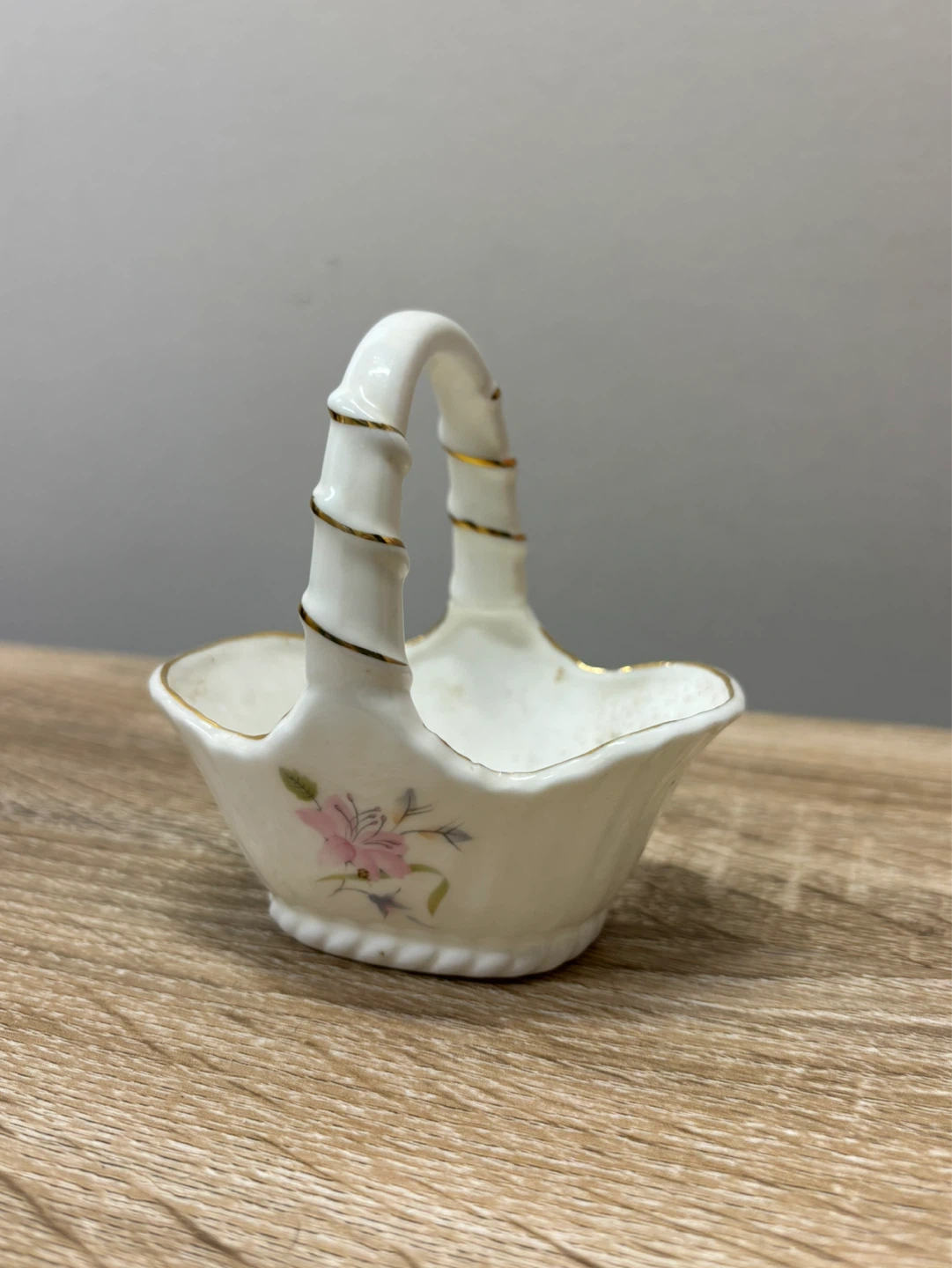 Decorative Ceramic Basket with Floral Design