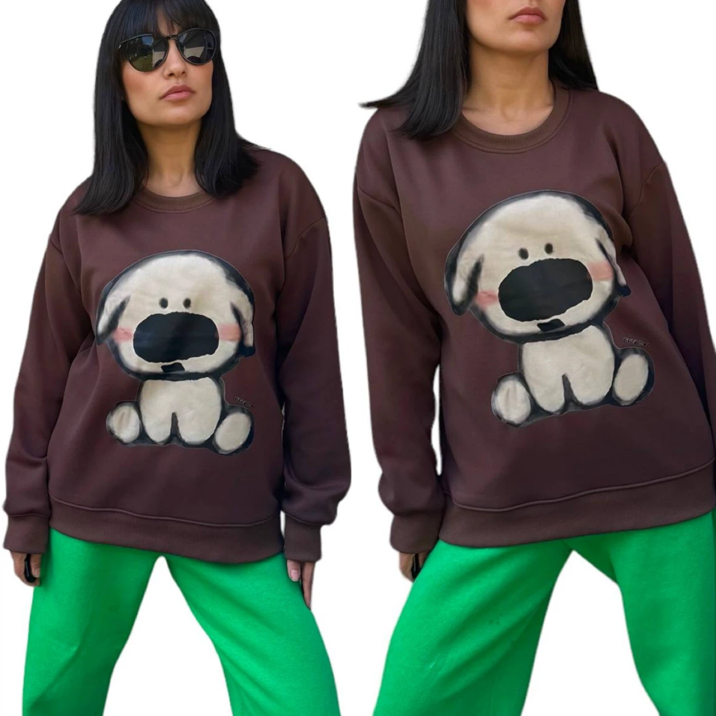 Brown Dog Graphic Sweatshirt size: medium