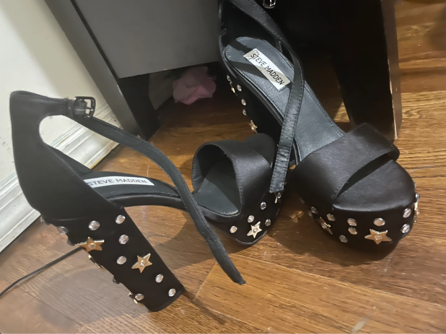 Steve Madden Black Star Embellished Platform Heels