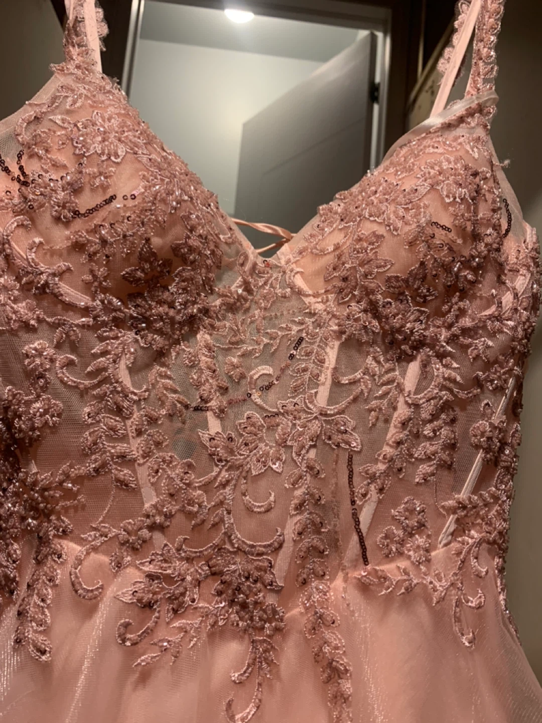 Prom Pink Lace Dress Size 13 - photo 2