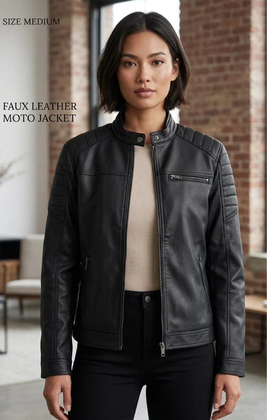 Faux Leather Moto Jacket - photo 2