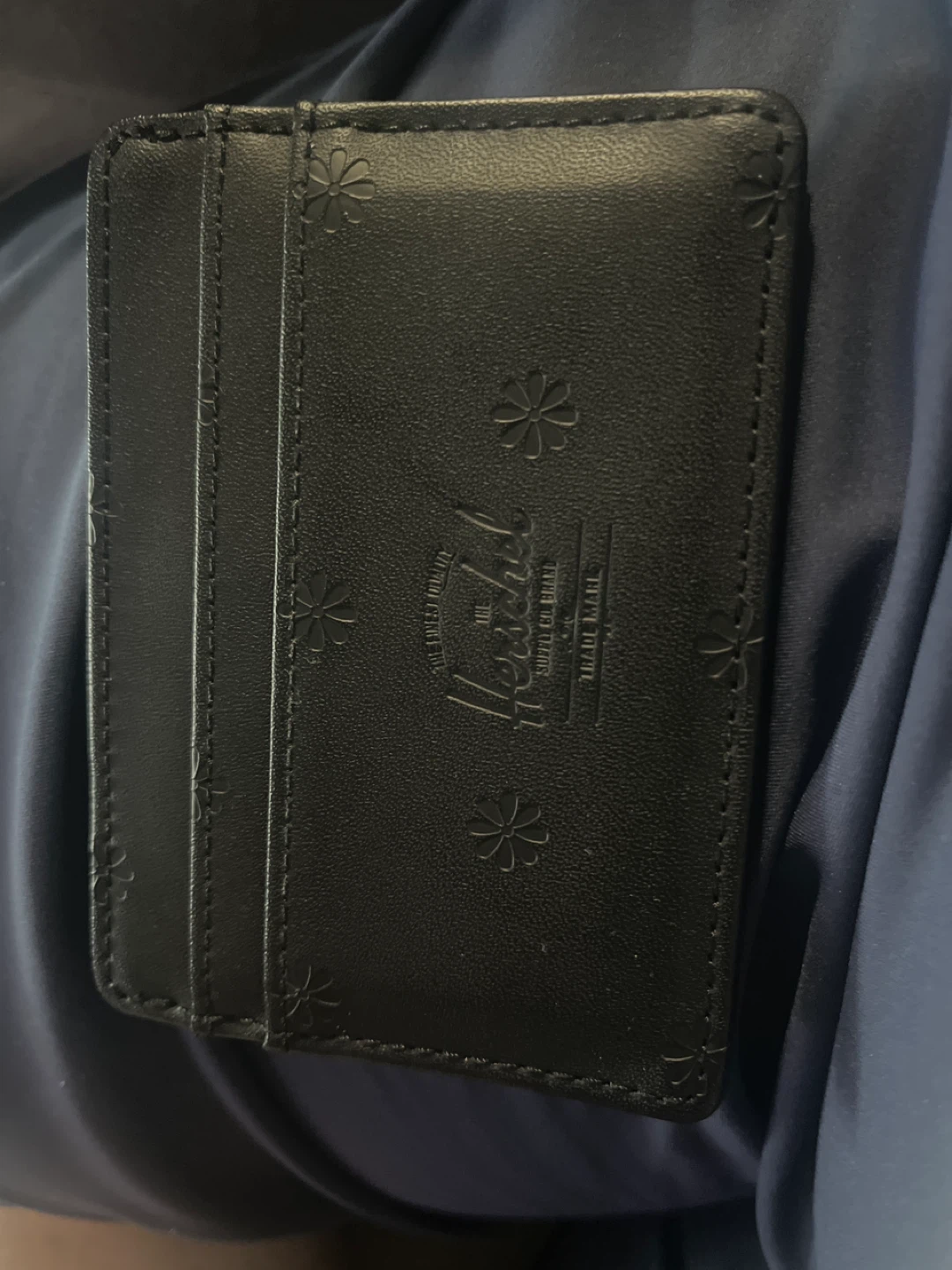 Herschel Black Card Holder with Flowers