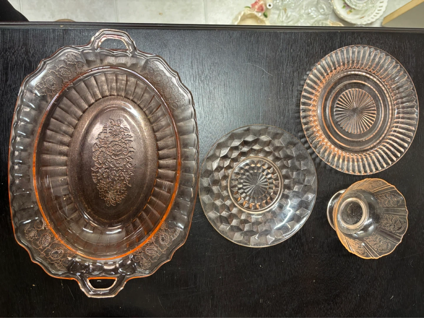 Pink Glass Serving Dish Set