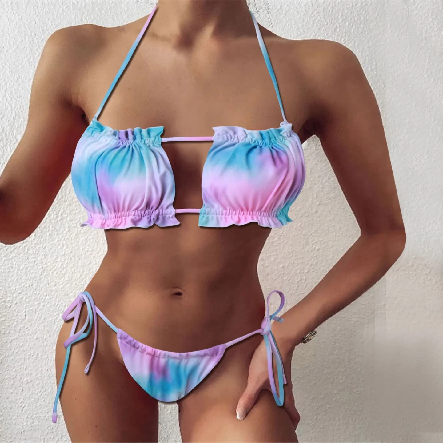 SHEIN Tie-Dye Ruffle Bikini - Size M - photo 2