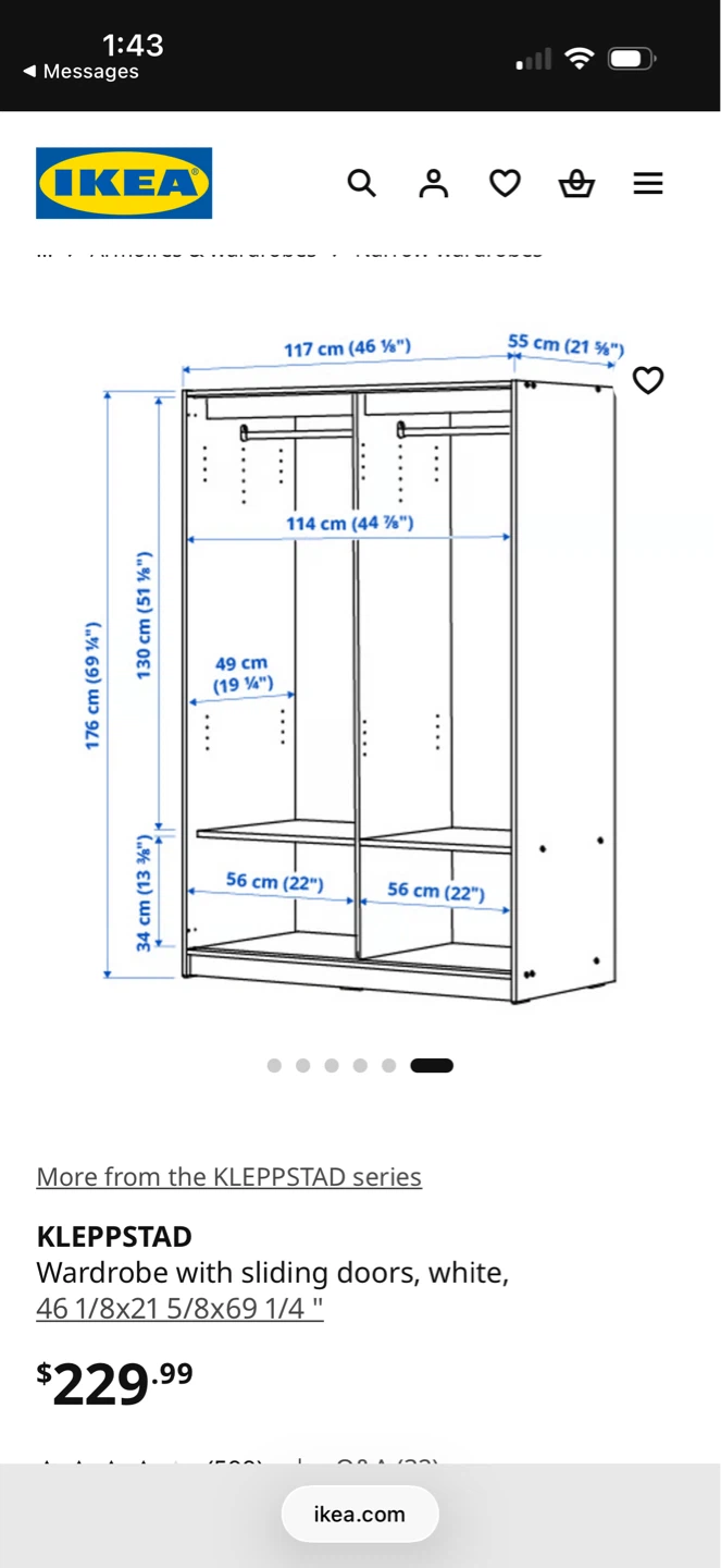 IKEA White Wardrobe with Sliding Doors - photo 5