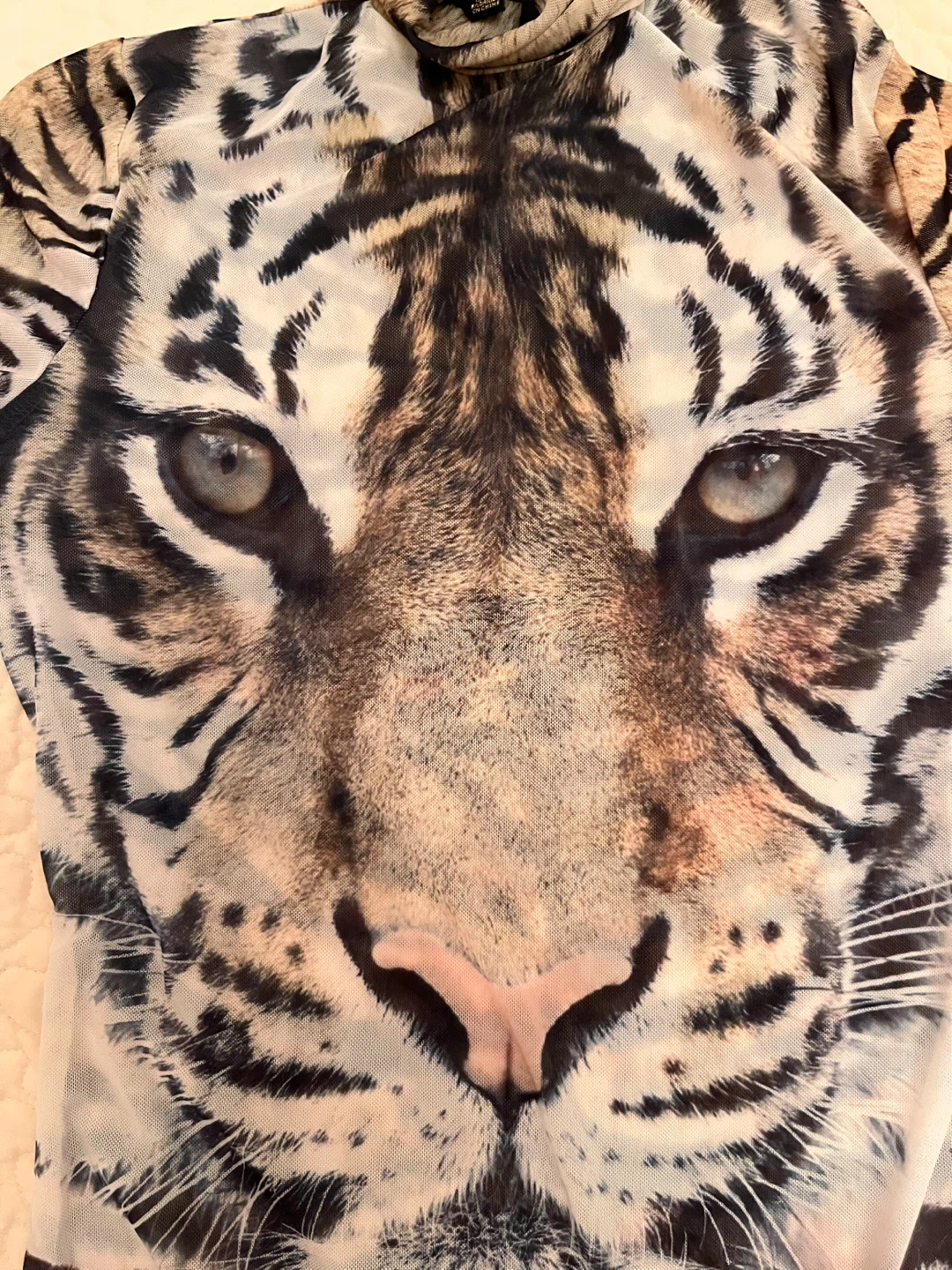 Tiger Face Mesh Turtleneck - photo 4