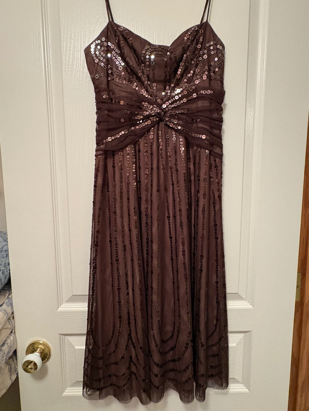Brown Sequined Party Dress