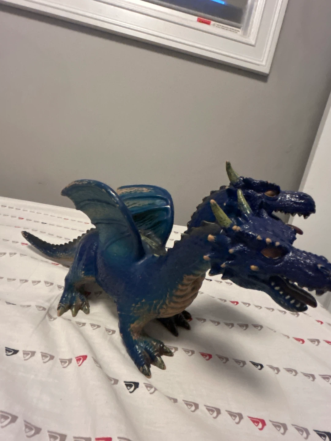 Blue Two-Headed Dragon Figurine