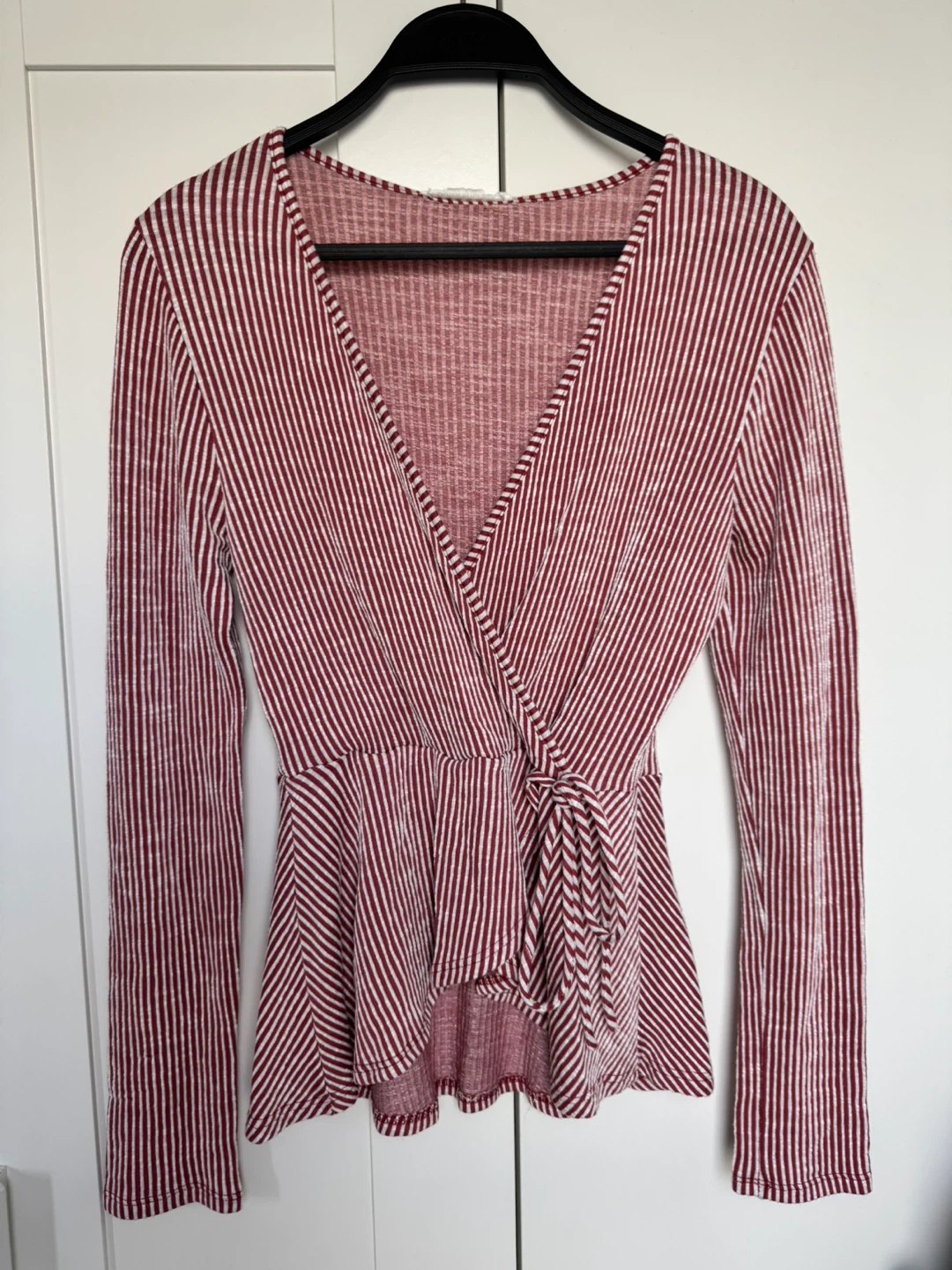 Women's Striped Wrap Peplum Top