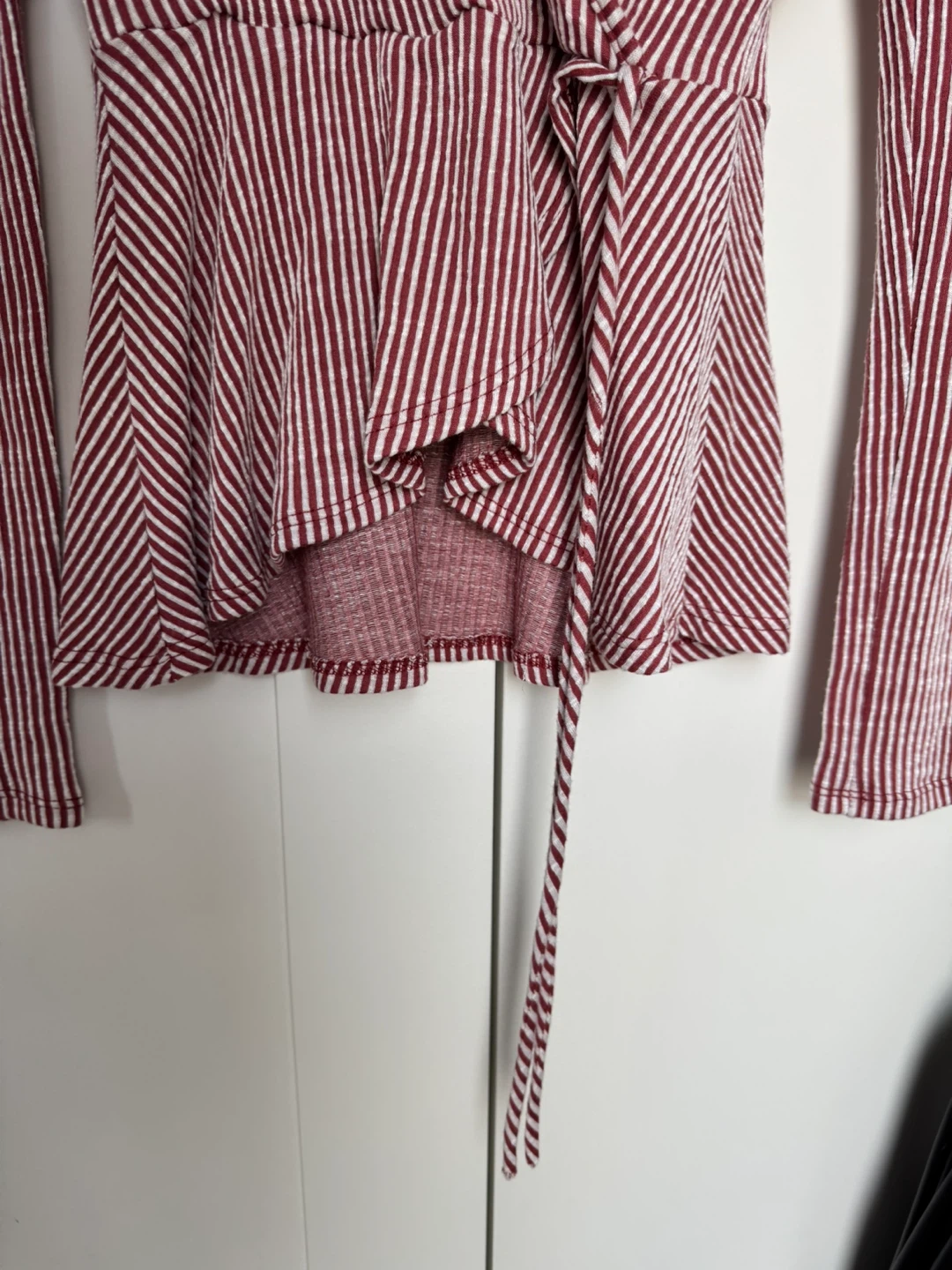 Women's Striped Wrap Peplum Top - photo 4
