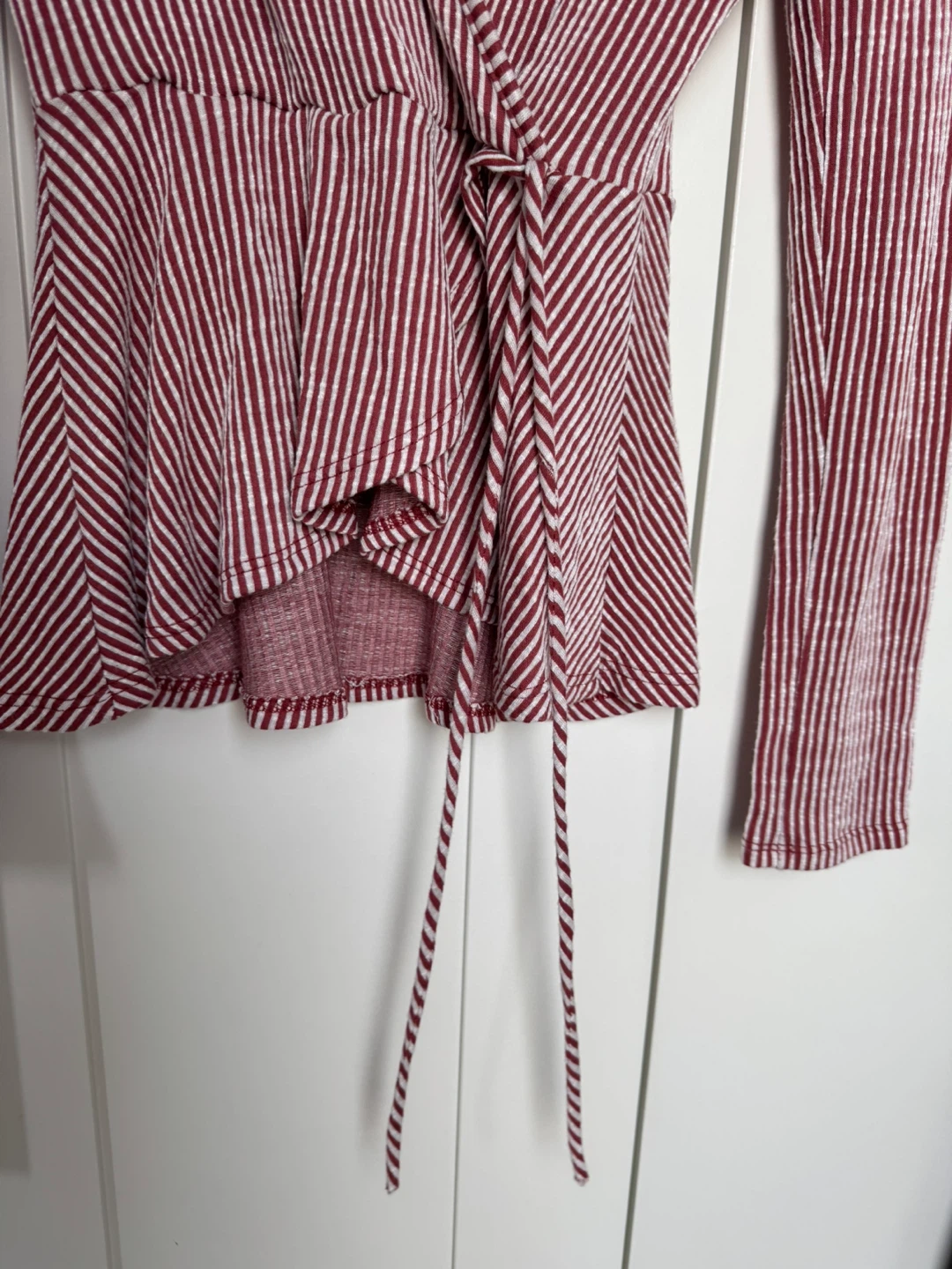 Women's Striped Wrap Peplum Top - photo 3