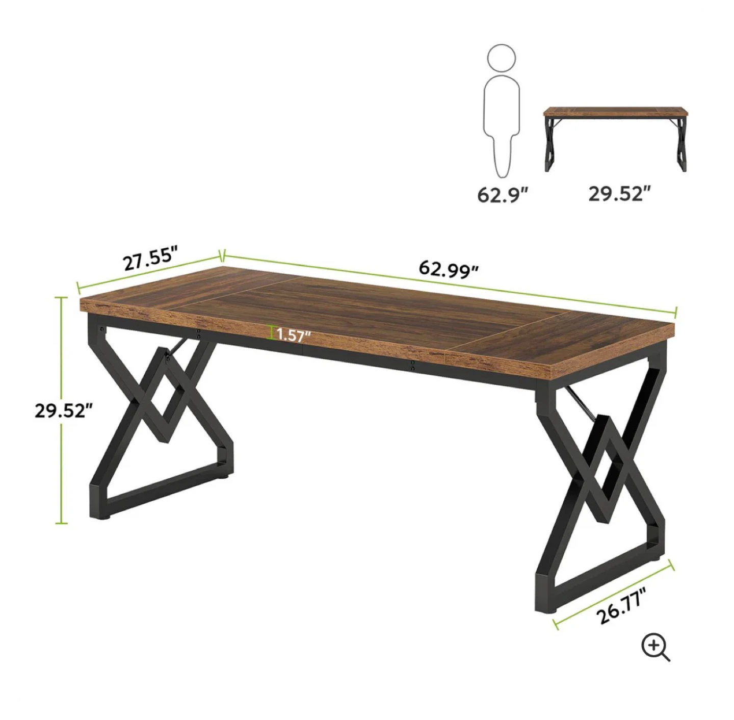 Rustic Wood and Black Metal Desk - photo 5