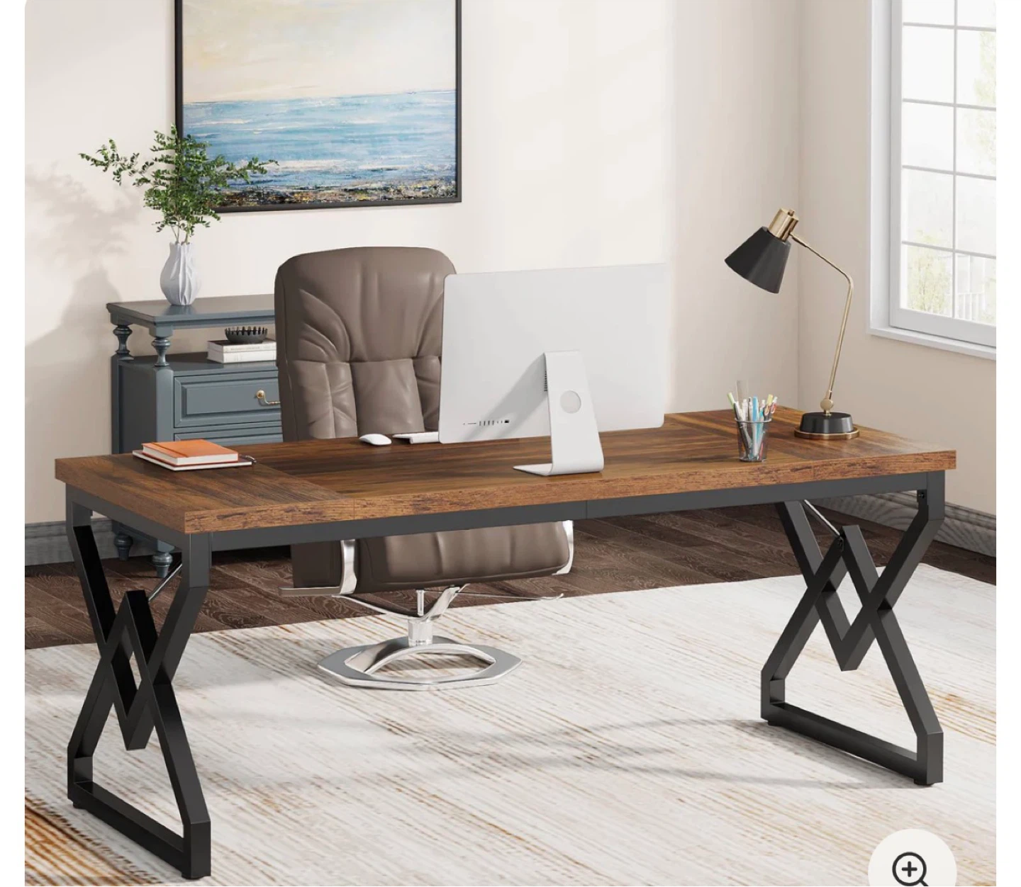 Rustic Wood and Black Metal Desk
