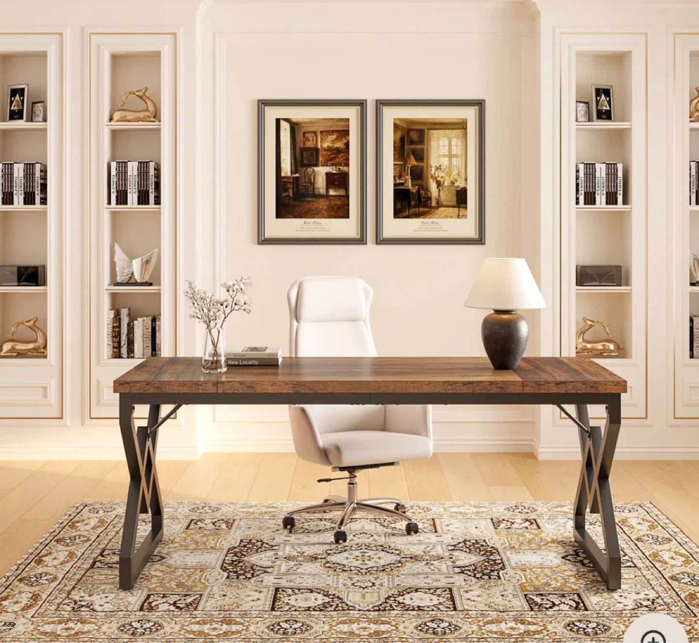 Rustic Wood and Black Metal Desk - photo 4