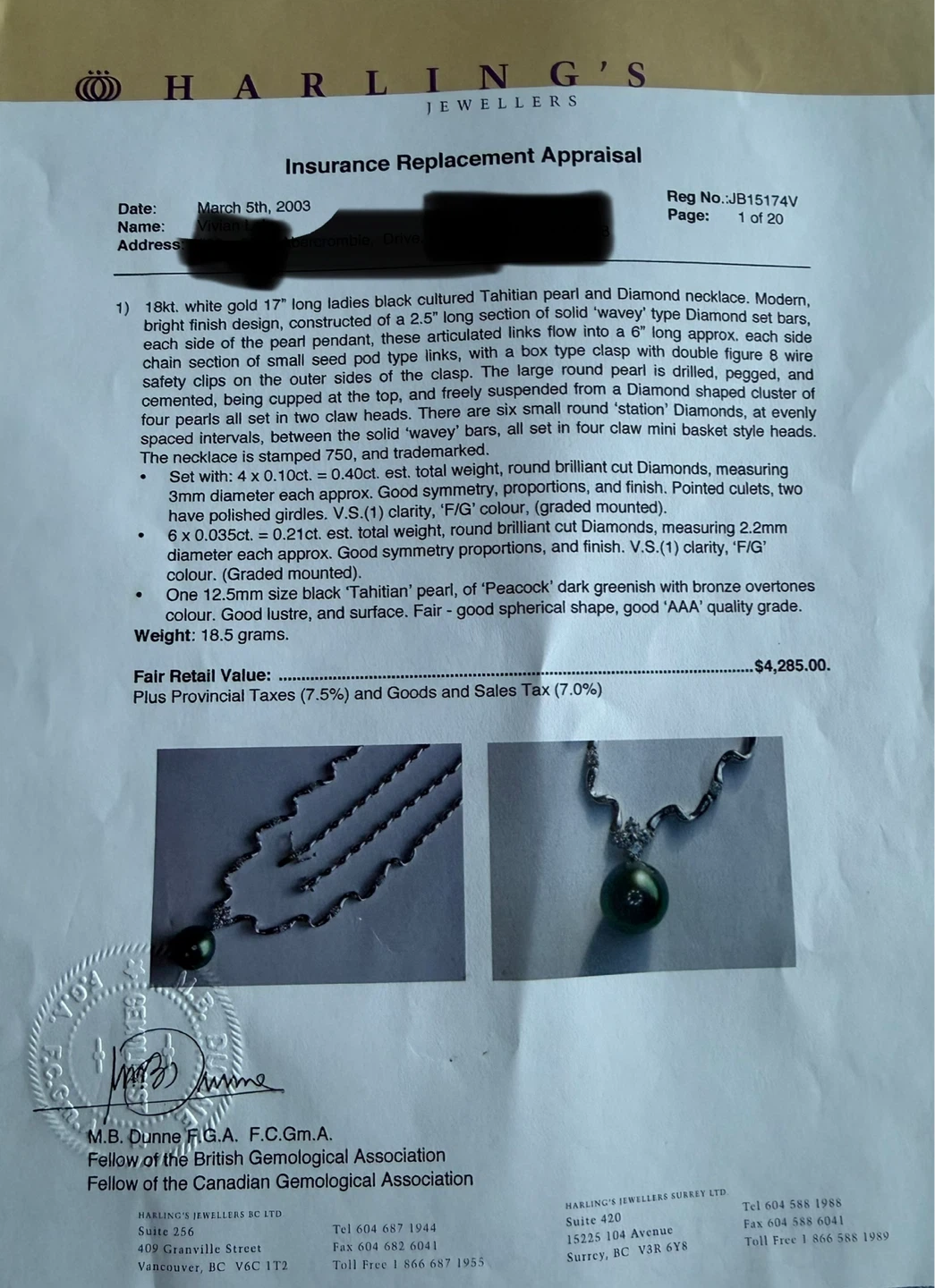 Harling's Jewellers Tahitian Pearl and Diamond Necklace - photo 3
