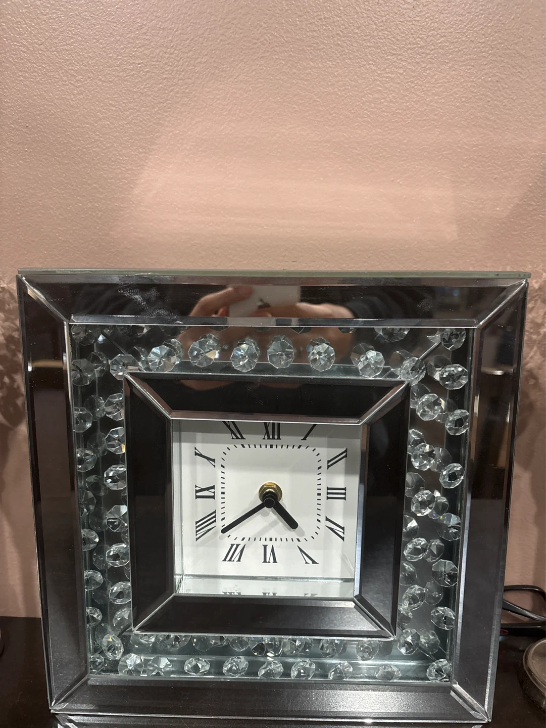 Mirrored Crystal Accent Mantel Clock