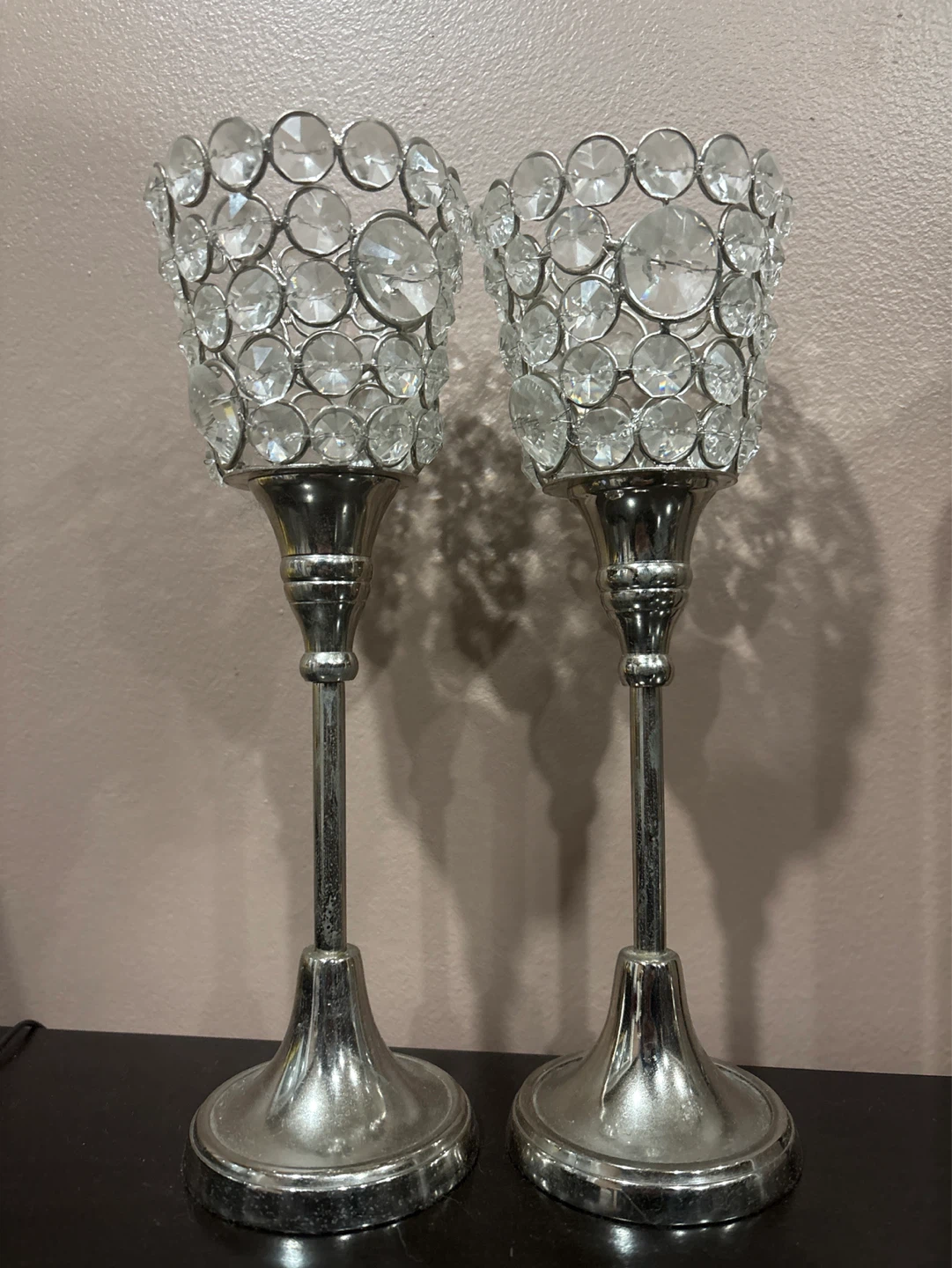 Set of 2 Crystal Candle Holders