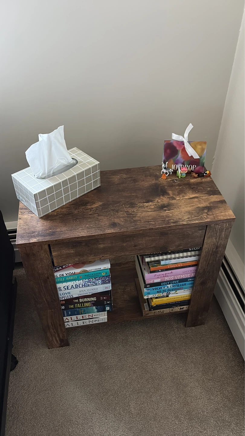 Rustic Brown End Table with Storage Shelf