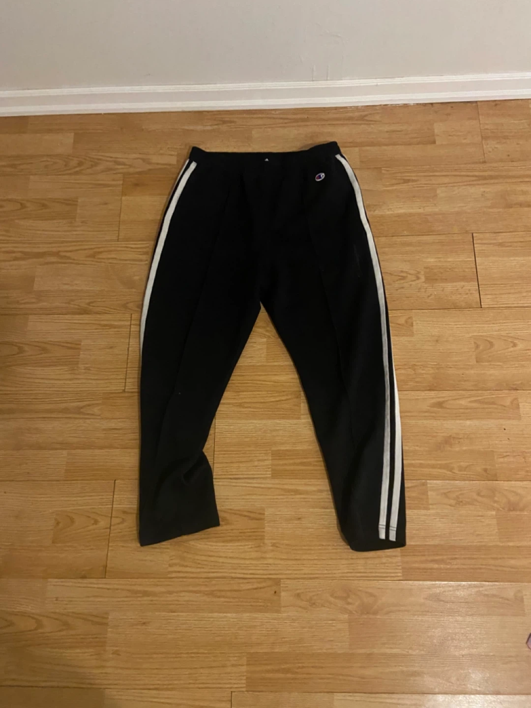 Champion Black Joggers with White Stripes - Large