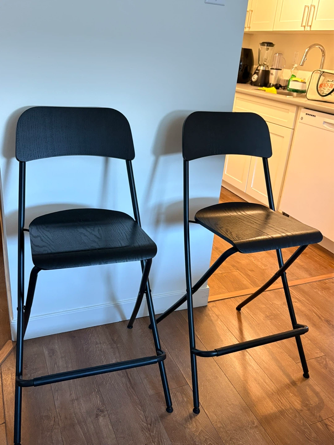 Set of 2 Black Folding Bar Stools - photo 2