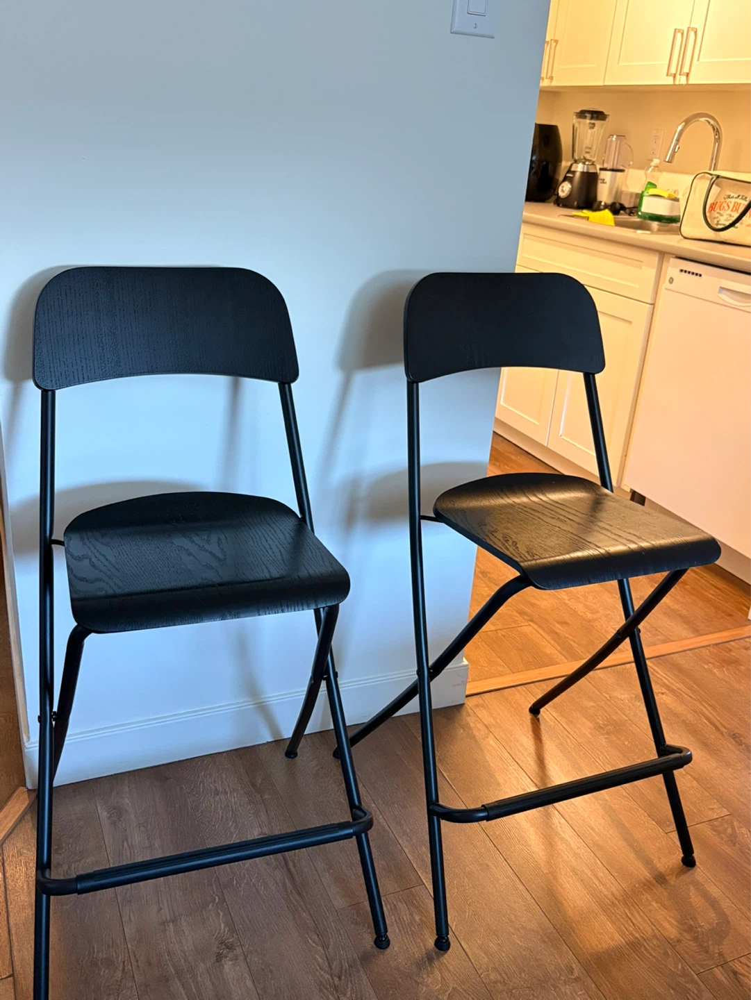 Set of 2 Black Folding Bar Stools