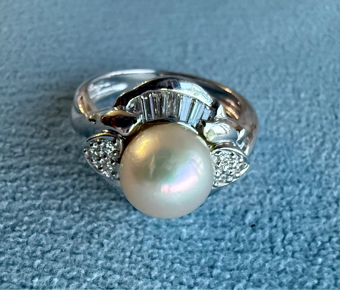18k White Gold Pearl and Diamond Ring - photo 3