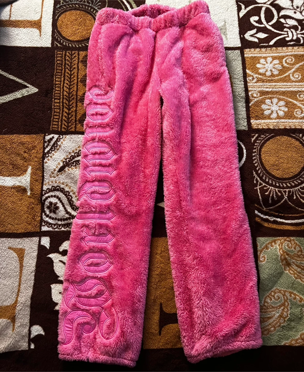 Pink Fuzzy Pants with "Juicy Couture" Embroidery