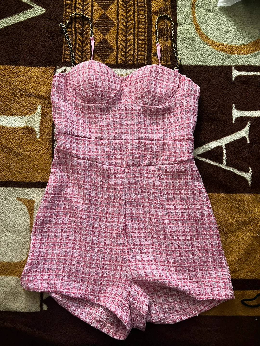 Pink Tweed Crop Jacket and Romper Set - photo 2