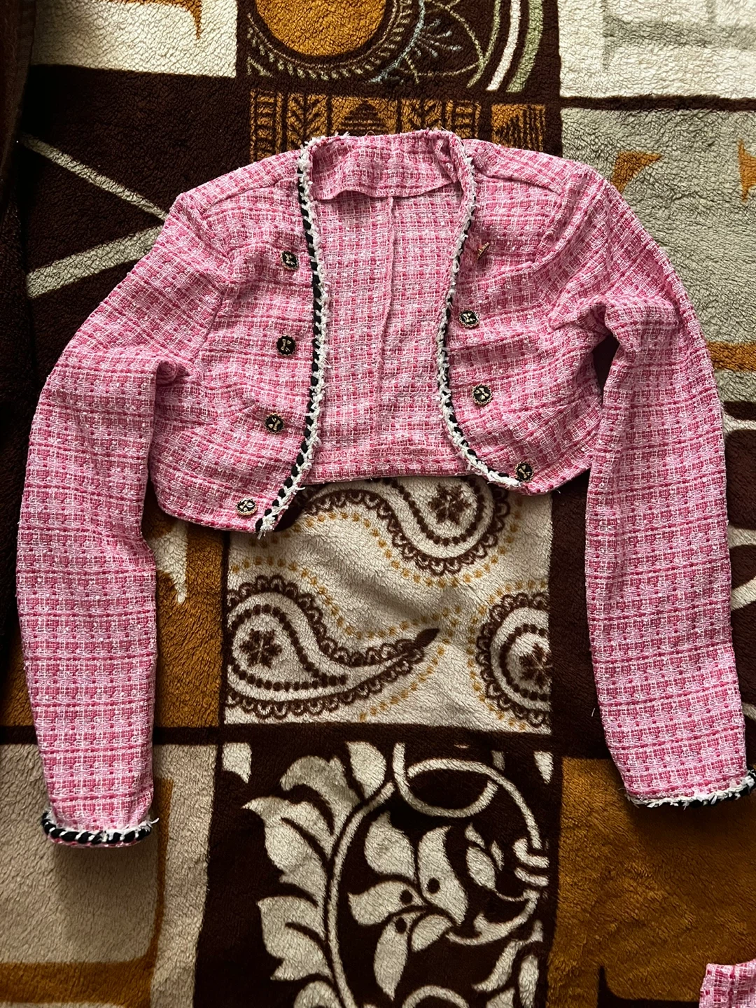 Pink Tweed Crop Jacket and Romper Set - photo 3