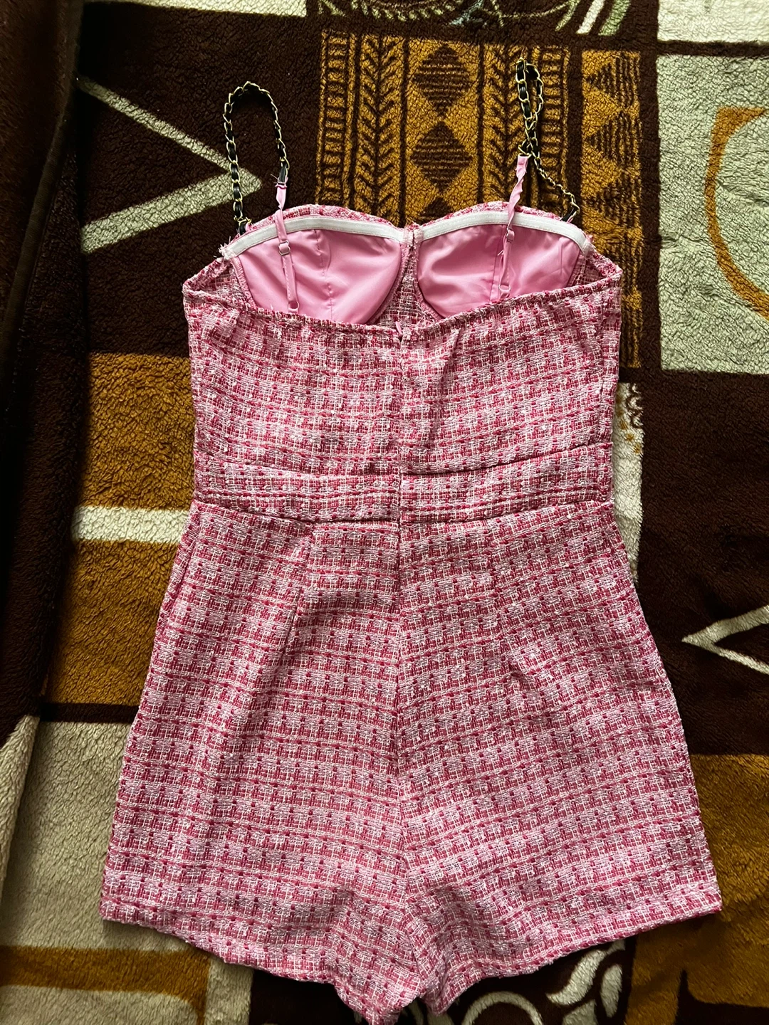 Pink Tweed Crop Jacket and Romper Set - photo 4