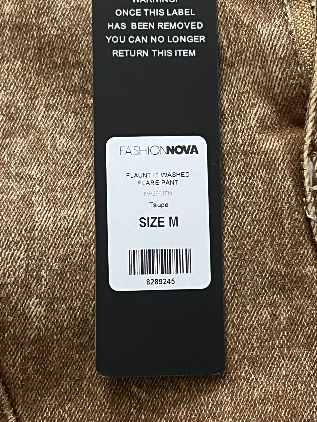 Fashion Nova Flaunt It Washed Flare Pants - Taupe - Size M - photo 3