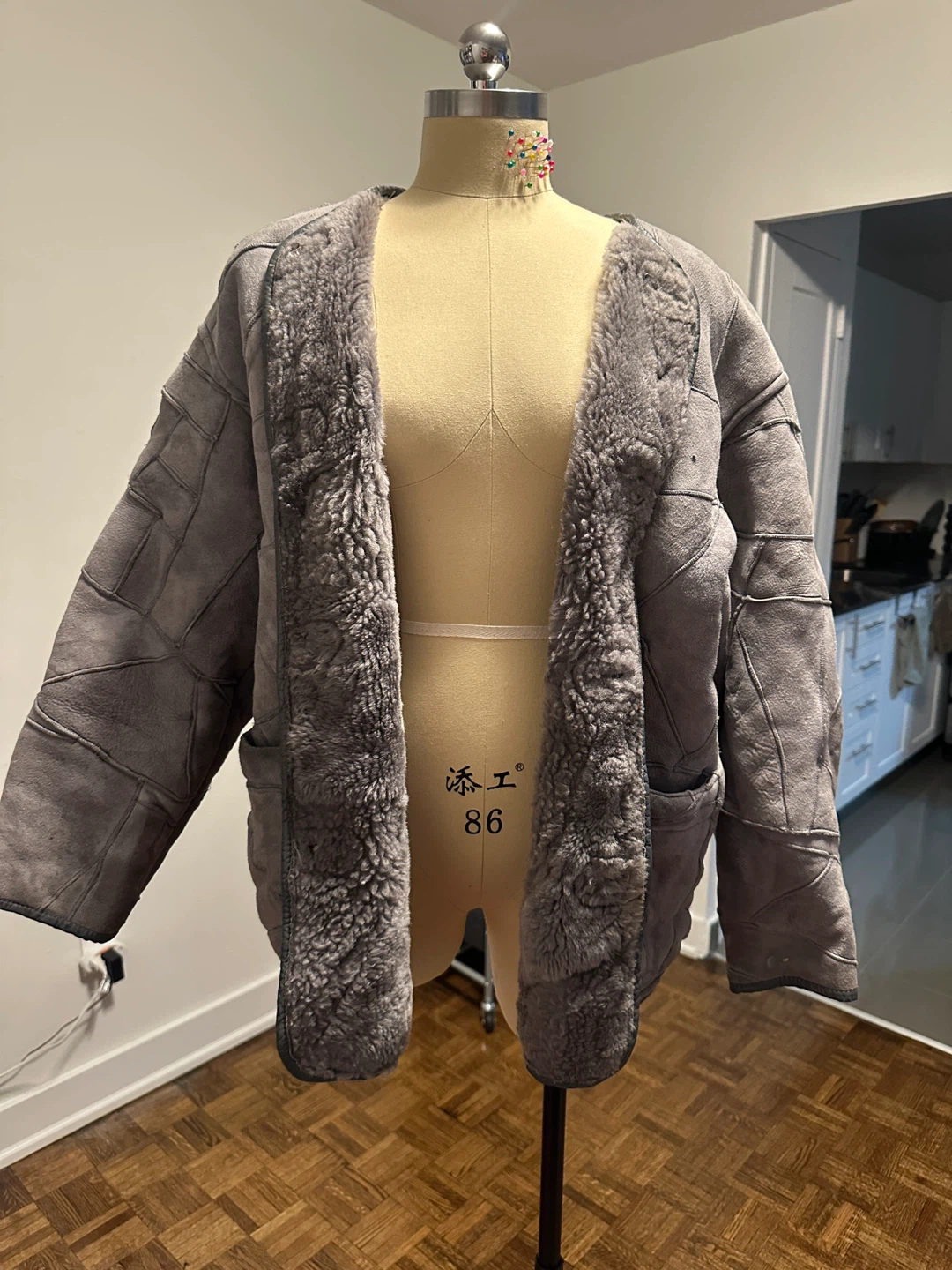 Grey Suede and Shearling Lined Jacket - photo 4