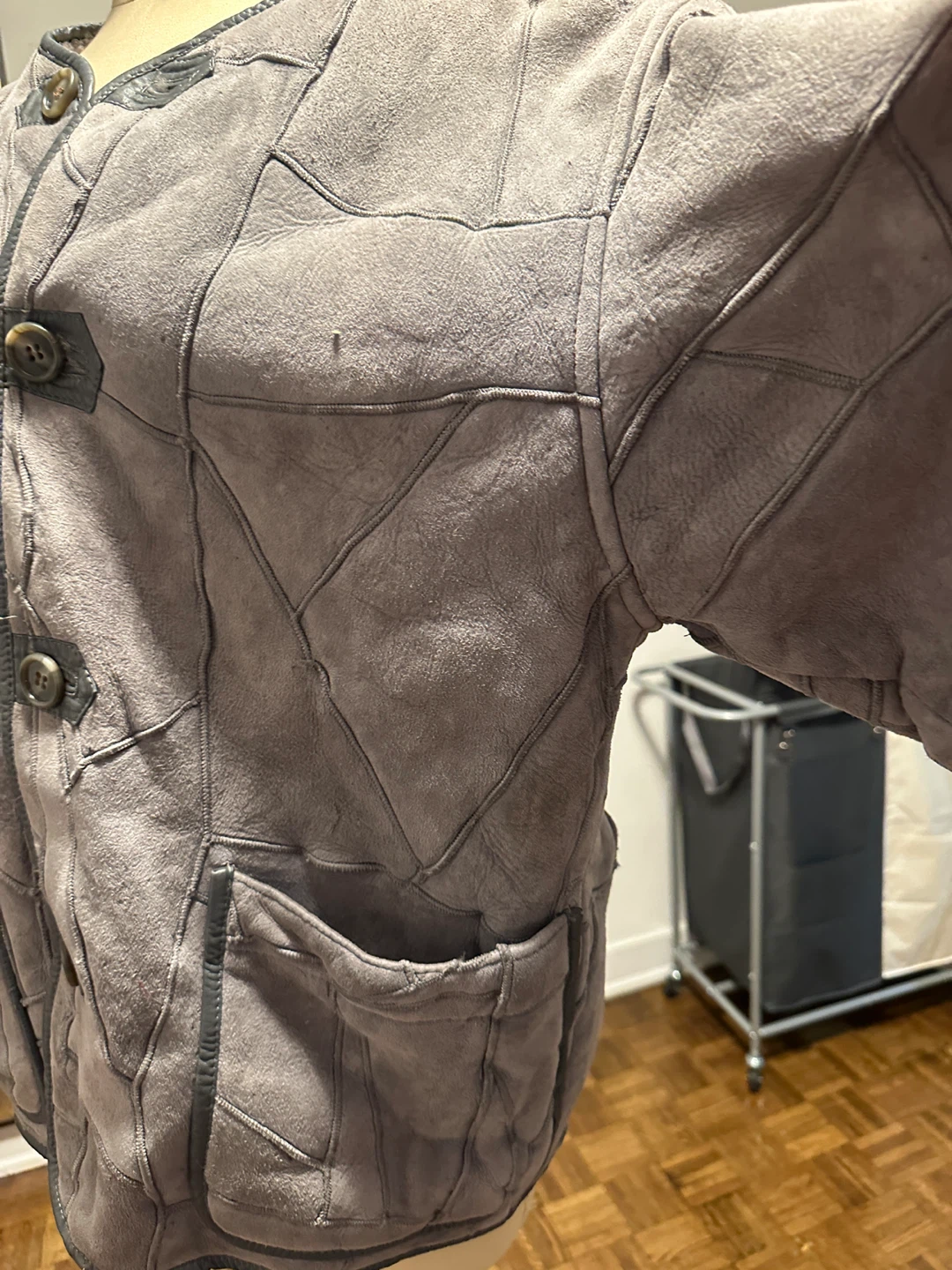 Grey Suede and Shearling Lined Jacket - photo 3