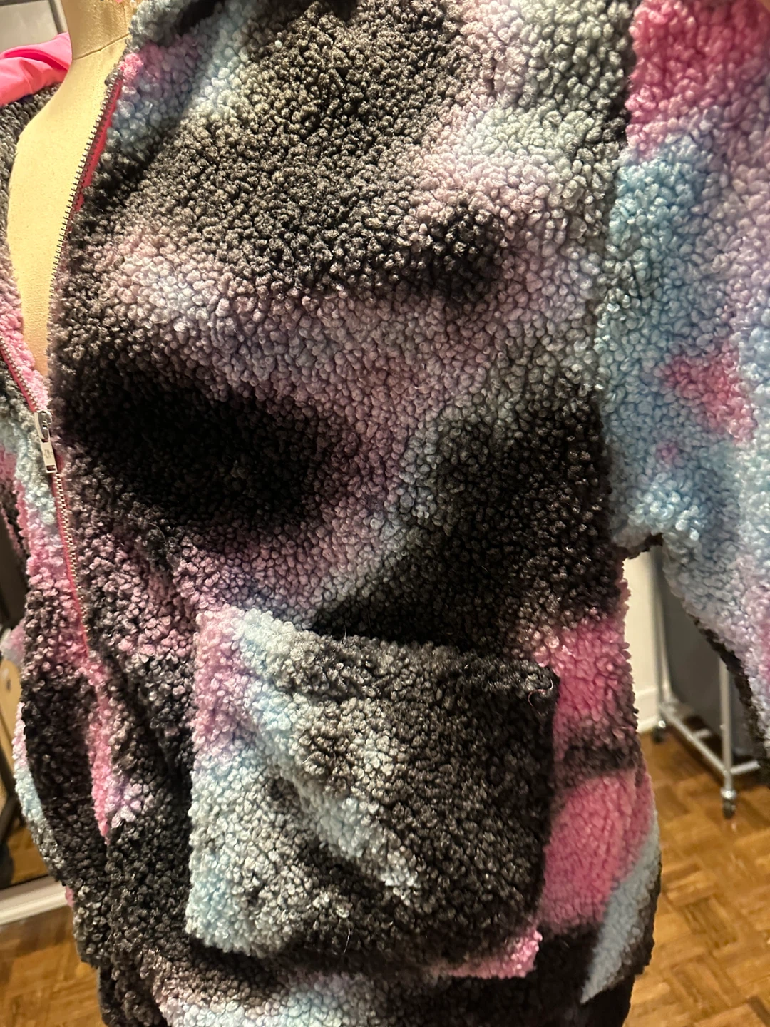 Tie Dye Sherpa Fleece Hoodie Jacket - photo 5