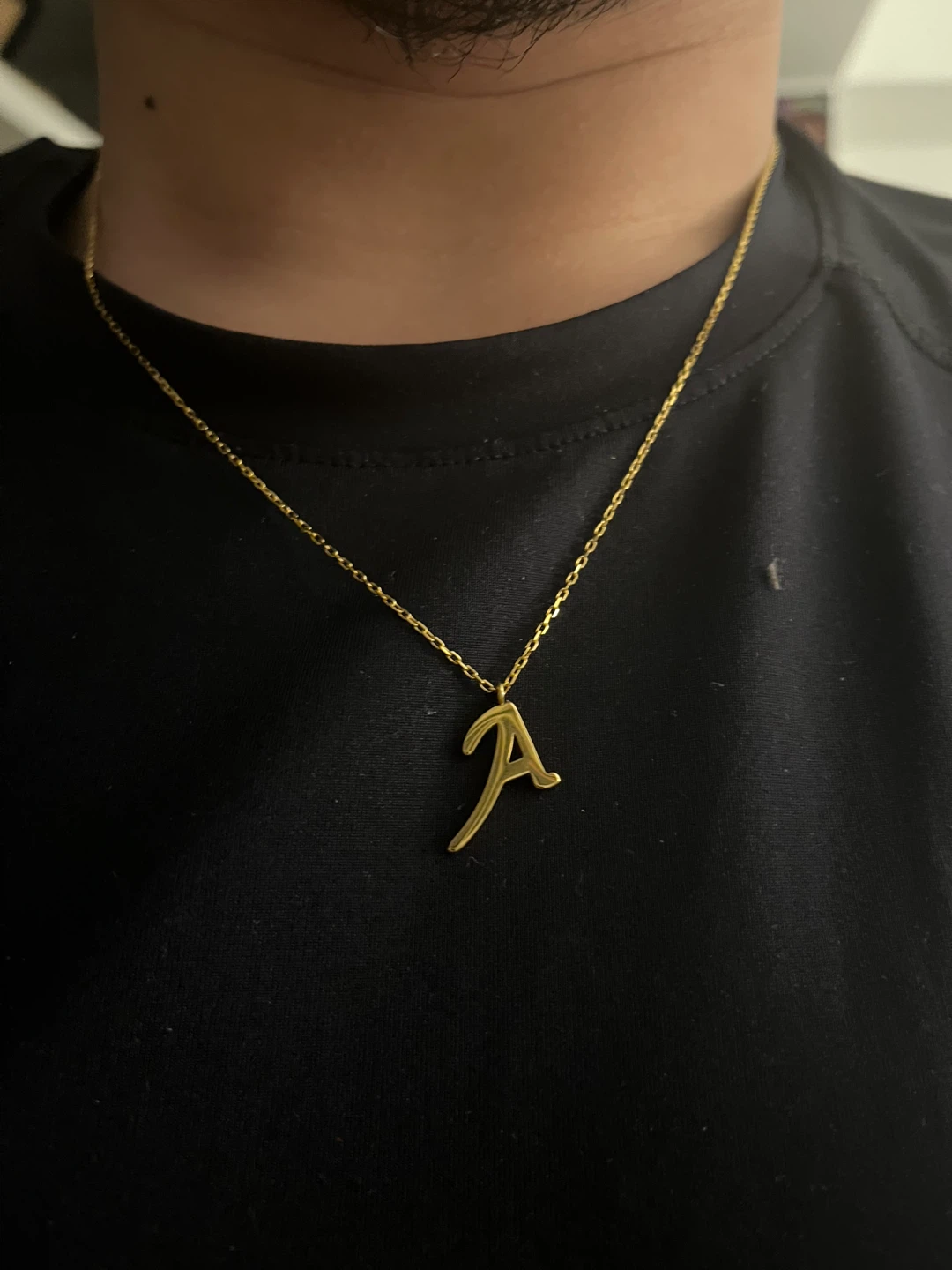 Gold Tone "A" Initial Pendant Necklace
